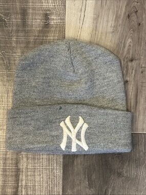 Gray Beanie with White NY Logo